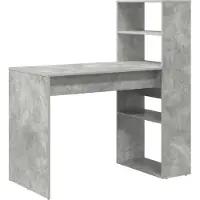 vidaXL Skrivbord med hylla Betonggrå 113 x 54 x 120 cm Konstruerat trä