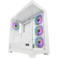 LC-Power 715W - Midi-torn spel - ATX - genomskinlig sidopanel (härdat glas) - vit - USB/ljud