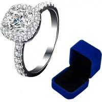 YIRAN Jewelry 100 % Moissanitringar 1 ct 2 ct Strålande Diamant Halo Förlovningsringar För Kvinnor Flickor Löftesgåva Sterling Silver Smycken 12