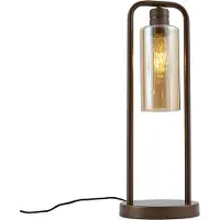 QAZQA Bordslampa i hotellchic-stil mörkbrons med bärnstensfärgat glas - Stavelot