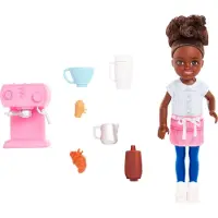 Barbie Leksaker, Chelsea Docka och Tillbehör Barista Set, Kan Vara Liten Docka med 7 Temade Delar