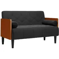 vidaXL Loveseat soffa med dynor svart 110 cm sammet