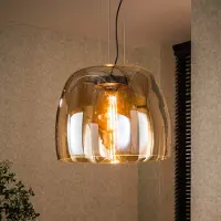Zijlstra Glas pendellampa Philippa, dimbar, Creme / bärnsten, Vardagsrum / matsal, Glas, Modern, Pendellampa