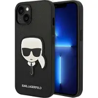 Karl Lagerfeld Saffiano Karl's Head Patch Fodral för iPhone 14 Plus - Svart