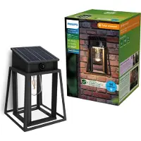 Philips LED-solcellsdriven utomhusvägglampa Lysin UE, sensor, IP44, Svart, Metall, Solcellslampa utomhus