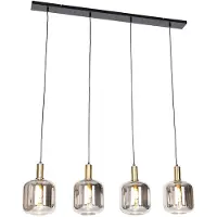 QAZQA Smart pendellampa svart med rökglas 4-ljus inkl. Wifi A60 - Zuzanna