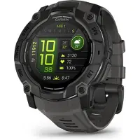 Garmin Instinct 3 AMOLED - 50 mm - svart fiberförstärkt polymer - Ja smart klocka med band - silikon - träkol - display 1.3 - 4 GB - Bluetooth, ANT+ - 59 g