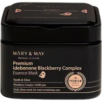 MARY & MAY , Premium Idebenon Svartvinbär Komplex, Essence Skönhet Mask, 20 Blad, 8,81 oz (250 g)