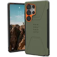 Urban Armor Gear Civilian Backcover Samsung Galaxy S25 Ultra Oliv, Orange Induktiv laddning, Stöttålig 214473117297