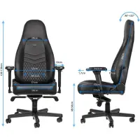 Noblechairs ICON - Stol - armstöd - T-formad - lutning - svängtapp - aluminium, polyuretan, stål, granulerat läder, nylon/polyetylen - svart
