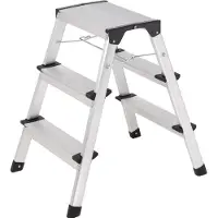 Toolcraft TO-10104642 Aluminiumlegering Dubbel trappstege hopfällbar, Montering utan verktyg Silver EN 14183 2.87 kg