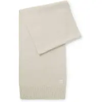 BOSS Ribbed-hem plain-knit scarf with woven logo badge