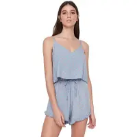 Trendyol Kort pyjamas pastellgrön / vit