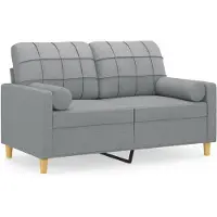 vidaXL 2-sits soffa med prydnadskuddar ljusgrå 120 cm tyg