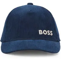 BOSS Kids' cap in cotton velvet with embroidered logo