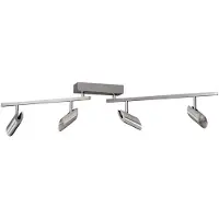 Brilliant LED-takspotlight Risell, längd 104 cm, aluminiumfärgad dimbar, Aluminium / grå / zink, Vardagsrum / matsal, Aluminium / grå / zink, Modern, LED-taklampa