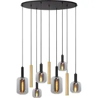 Lucide Hänglampa Joanet, dimbar, Aluminium / grå / zink, Vardagsrum / matsal, Glas, Pendellampa