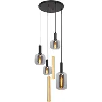 Lucide Hänglampa Joanet, dimbar, Aluminium / grå / zink, Vardagsrum / matsal, Glas, Pendellampa
