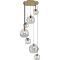 QAZQA Art Deco Pendellampa Guld med Regnbågsglas 7-ljus - Sandra