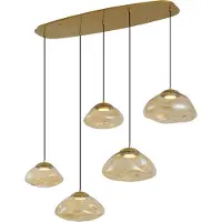 QAZQA Hotell Chic Pendellampa Mässing med Bärnstensfärgat Glas 5-ljus - Gus
