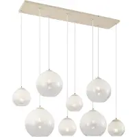 QAZQA Art Deco pendellampa beige med vitt glas 8-ljus - Sandra