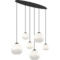 QAZQA Modern pendellampa svart med vitt glas rektangulär 6-ljus - Misty