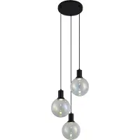 QAZQA Design Taklampa Svart med Regnbågsglas Rund 3-ljus - Mallon