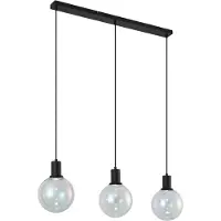 QAZQA Design taklampa svart med regnbågsglas rektangulär 3-ljus - Mallon