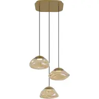 QAZQA Hotell Chic Pendellampa Mässing med Bärnstensfärgat Glas 3-ljus - Gus