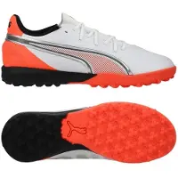 Puma King Match TT Untamed - White/Röd/Svart/Silver Barn - Turf (TF), storlek 38
