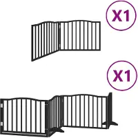 vidaXL Hundgrind med dörr vikbar 6 paneler svart 480 cm poppel