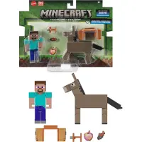 Mattel Minecraft Action Figures & Accessories 2-Pack, Steve & Åsna i 3.25-tums Skala