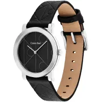 Calvin Klein All Over Monogram Leather Strap Watch