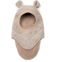 Huttelihut Balaklava - Ull/Bomull - Dubbel - Plys - Camel Melan - - 0-1 år (50-80) - Balaklava - Dubbel