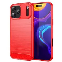 Mtp Products iPhone 17 Pro Max Borstat TPU Skal - Kolfiber - Röd