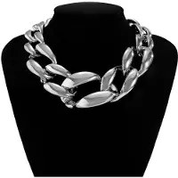 Precious Jewelry Mall Tjock överdriven Big Choker Halsband Krage för kvinnor Hiphop Chunky Chain Halsband Hals Smycken silver
