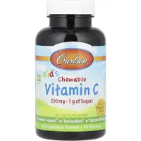Carlson Labs Carlson, Barns Tuggbara Vitamin C, Naturlig Tangerin, 250 mg, 60 Vegetariska Tabletter