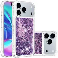Mtp Products iPhone 17 Pro Max Glitter Quicksand TPU Skal - Lila hjärtan
