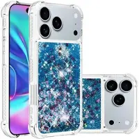 Mtp Products iPhone 17 Pro Glitter Quicksand TPU-skal - Blå hjärtan