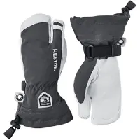 Hestra Army Leather Heli Ski, 3-finger Skidhandskar, Junior, Grå