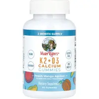 MaryRuth Organics , K2 + D3 Kalciumgummies, Persika-, Mango- och Aprikossmaker, 60 Gummies