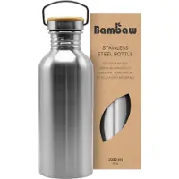 Bambaw Rostfritt Stål Vattenflaskor 32 oz, Ej isolerad Enkel Vägg Metallflaska, Återanvändbar & Miljövänlig