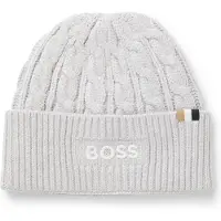 BOSS Kids cable-knit beanie hat with embroidered logo