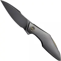 We Knife Krait Snake WE24084-3 Polished Gray Böhler M390, Polished Gray Titanium, Gold Anodized Hardware, pocket knife, Tashi Bharucha design