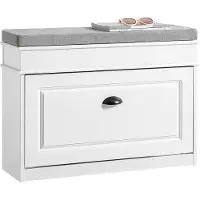 SoBuy Skobänk med sittdyna, vit 75x51x24 cm