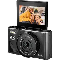 Easypix V64 Flip Digitalkamera 13 Megapixel Svart Integrerat batteri, WiFi, 4K-video, Full HD Video