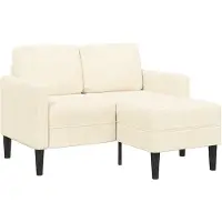 vidaXL 2-sitssoffa med schäslong L-formad gräddvit 125 cm linne