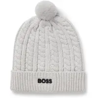 BOSS Kids' cable-knit beanie hat with embroidered logo