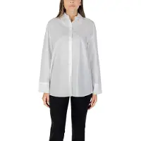 Armani Exchange för kvinnor. XW001424AF16631U0002 Skjorta med avslappnad passform vit (S), Casual, Bomull, Klassisk, Lång ärm
