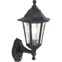 QAZQA Utomhusvägglampa svart med rörelsesensor IP44 - New Haven Hammered